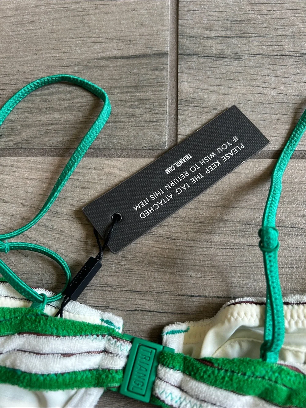 triangl swimwear Green and White Stripe Bikini Top